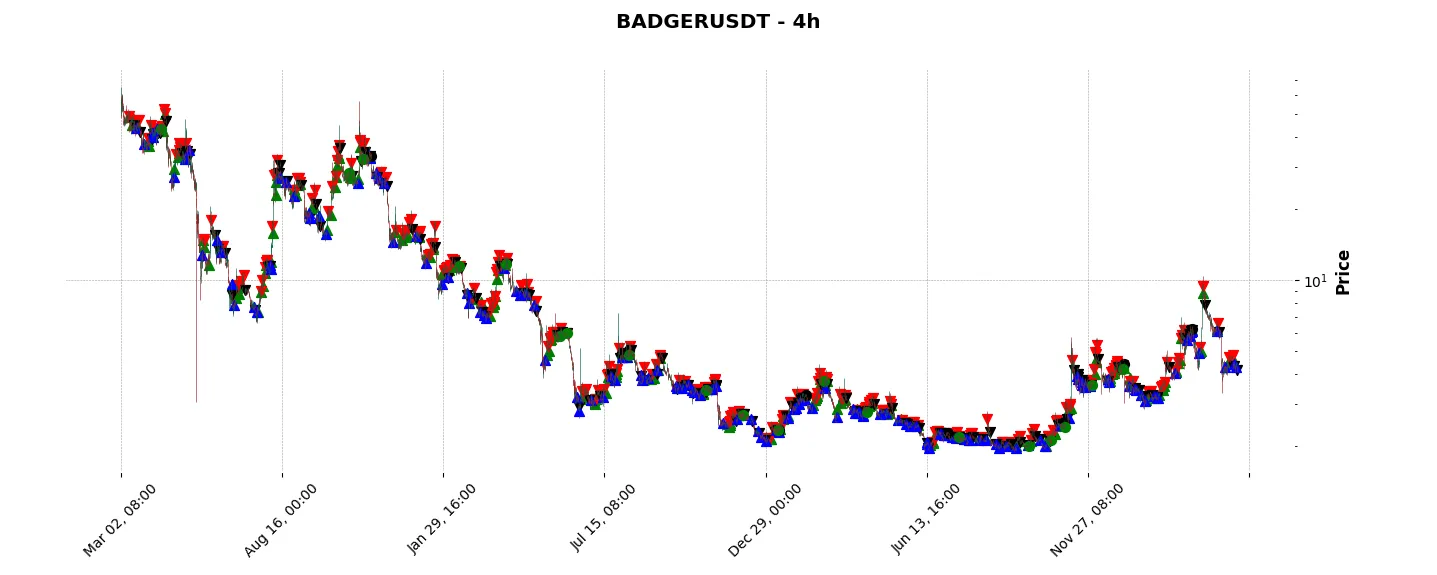 Complete trade history of the top trading strategy Badger DAO (BADGER) 4H